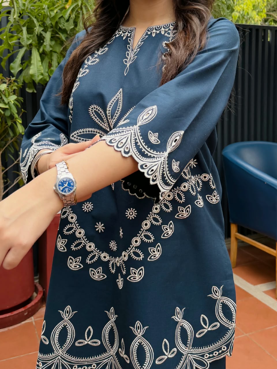 Midnight Bloom – Embroidered 3-Piece